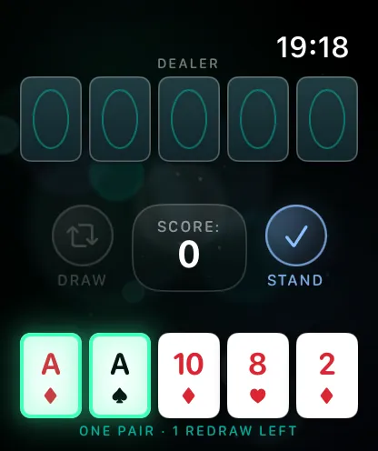 Draw Five gameplay on Apple Watch, screen 3