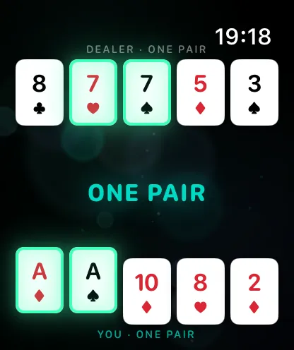Draw Five gameplay on Apple Watch, screen 4